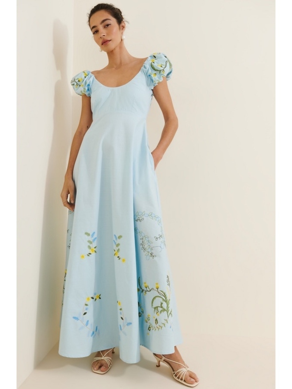 FANM MON PERLA PUFF SLEEVE MAXI DRESS